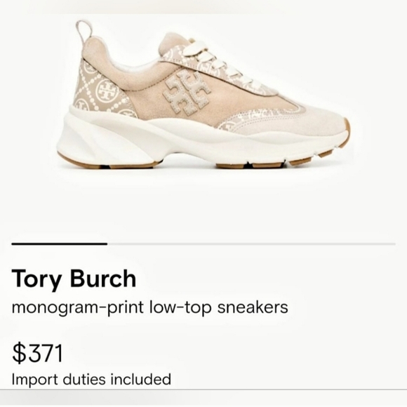 Tory Burch Goodluck T-Monogram Lace Up Sneakers 100% Leather Light Biege US 9.5 - Picture 15 of 16